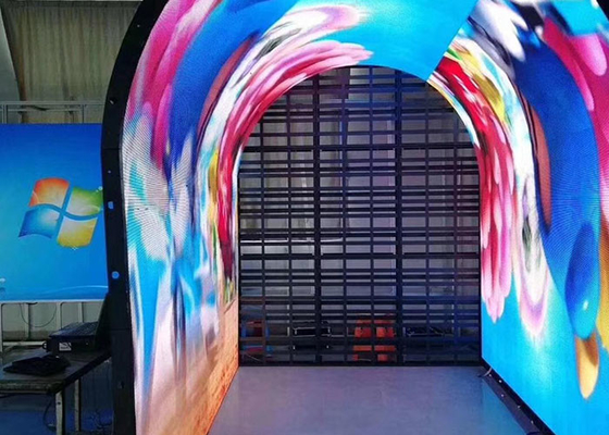 Customized Shape Interior Curved RGB LED Screen Passageway Background