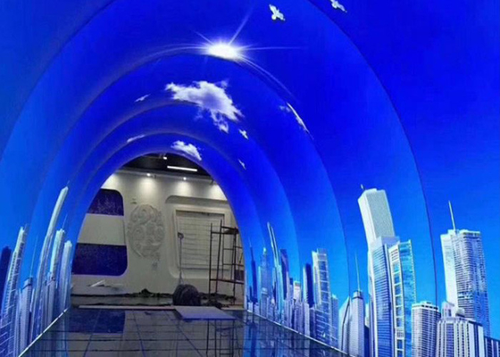 Customized Shape Interior Curved RGB LED Screen Passageway Background