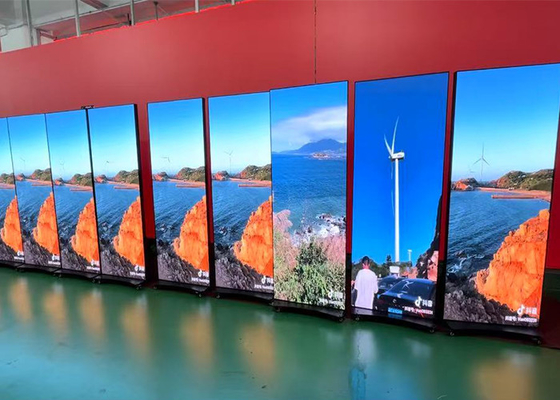 Shopping Mall Digital Information Sign Moveable LED Poster Screen Metal Frame