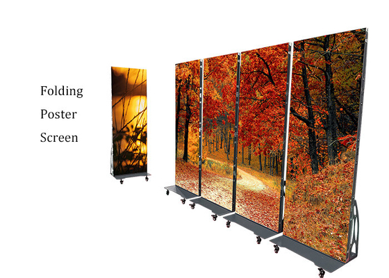 Folding Poster LED Display Background Movable Signage WIFI 4G Network