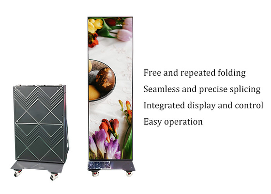Folding Poster LED Display Background Movable Signage WIFI 4G Network